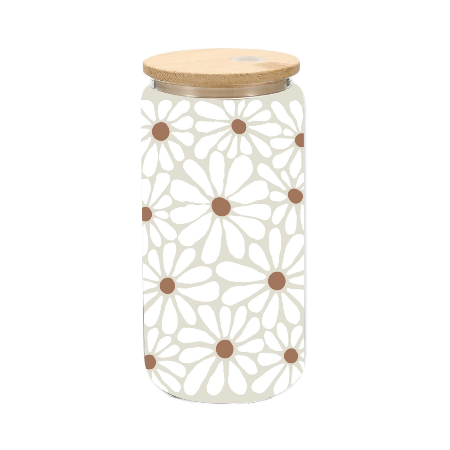Verre en vitre et paille - Fleurs (Marguerite)