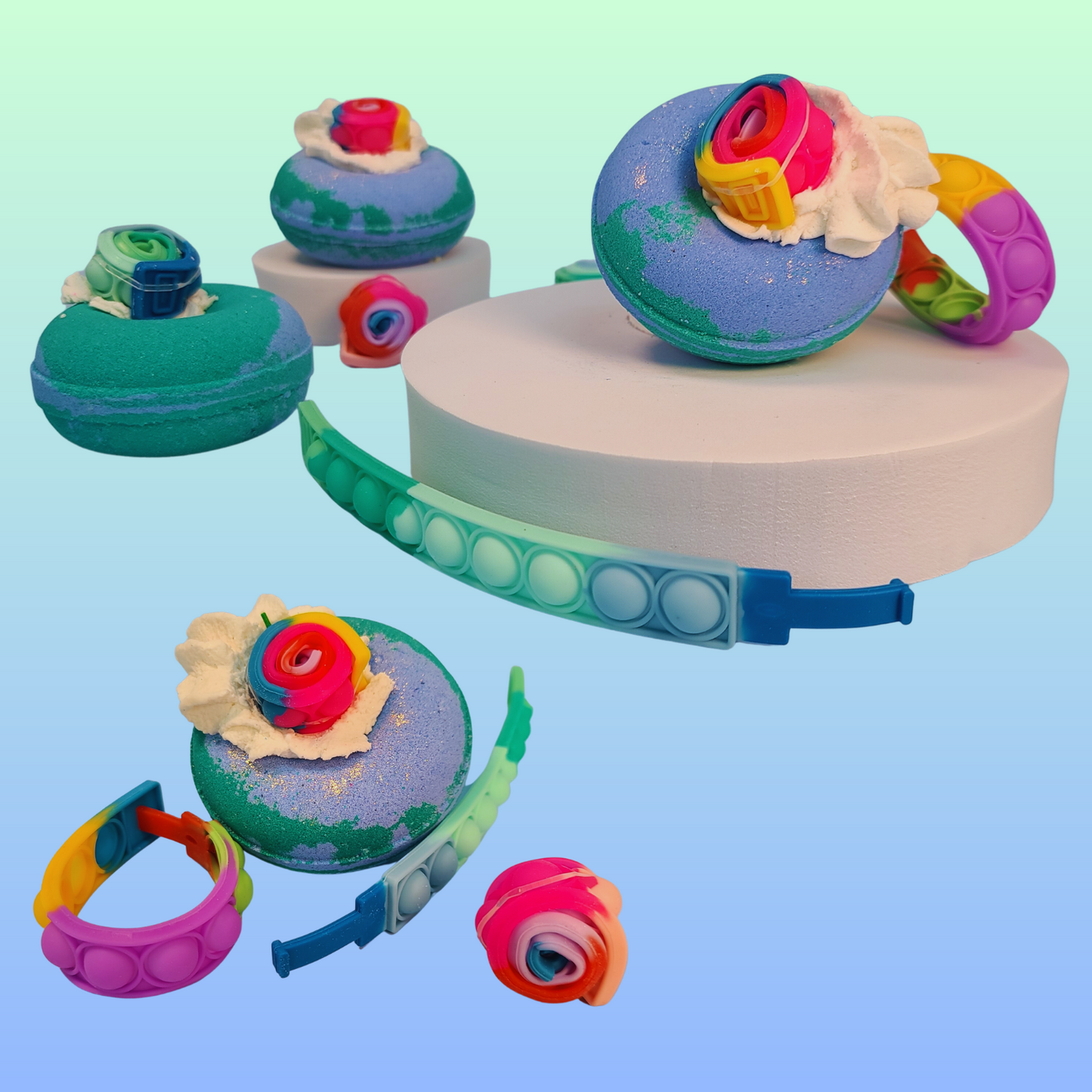 Bombe de bain surprise - Bracelet Pop it! (Bleu)