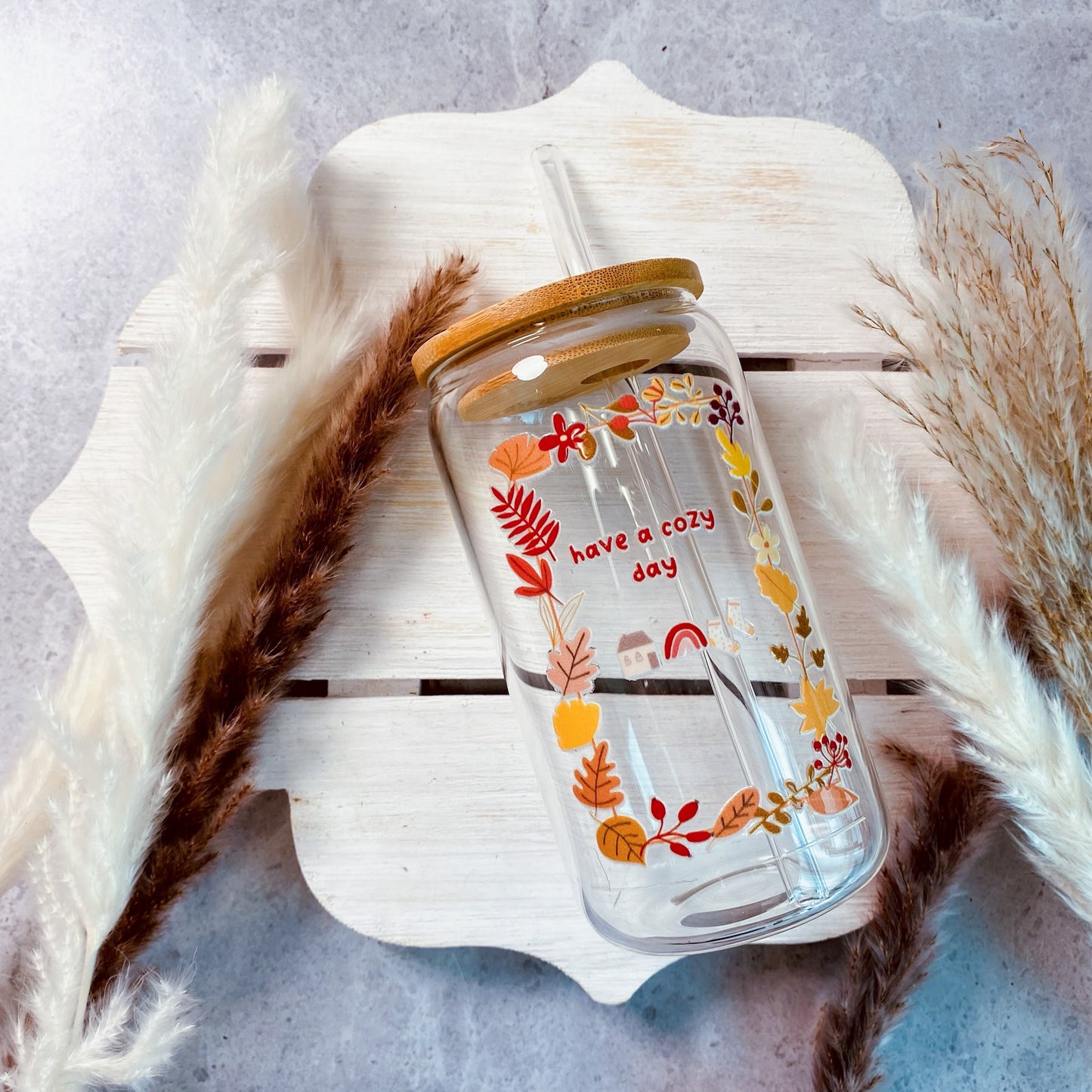 Verre en vitre et paille - Cozy day