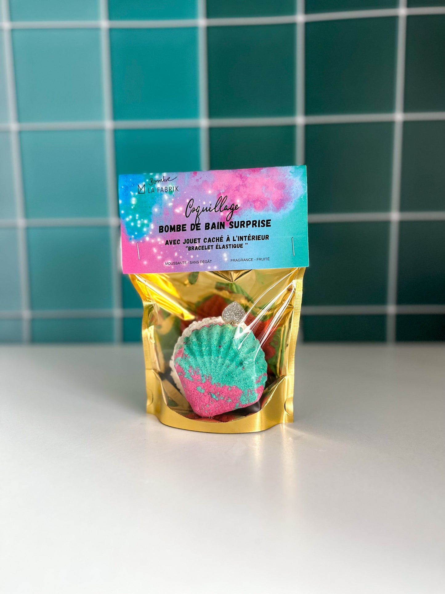 Bombe de bain surprise - Pearl ( coquillage bracelet élastique)