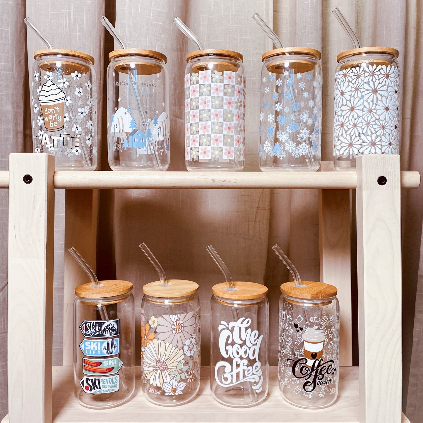 Verre en vitre et paille - Cozy day