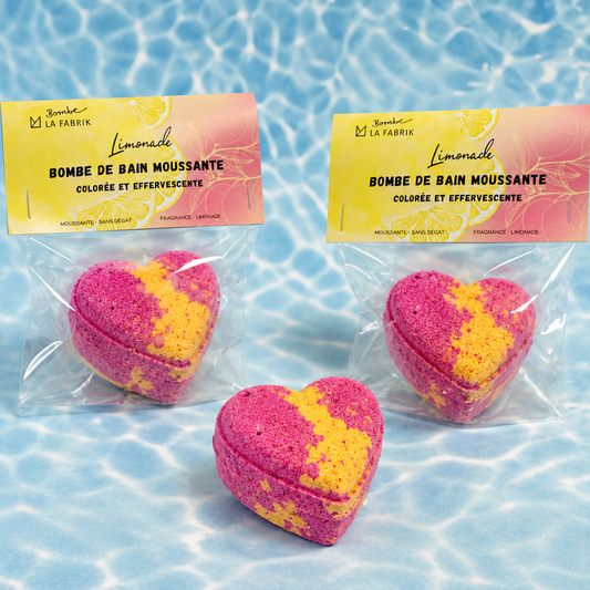 Bombe de bain - Coeur Limonade rose